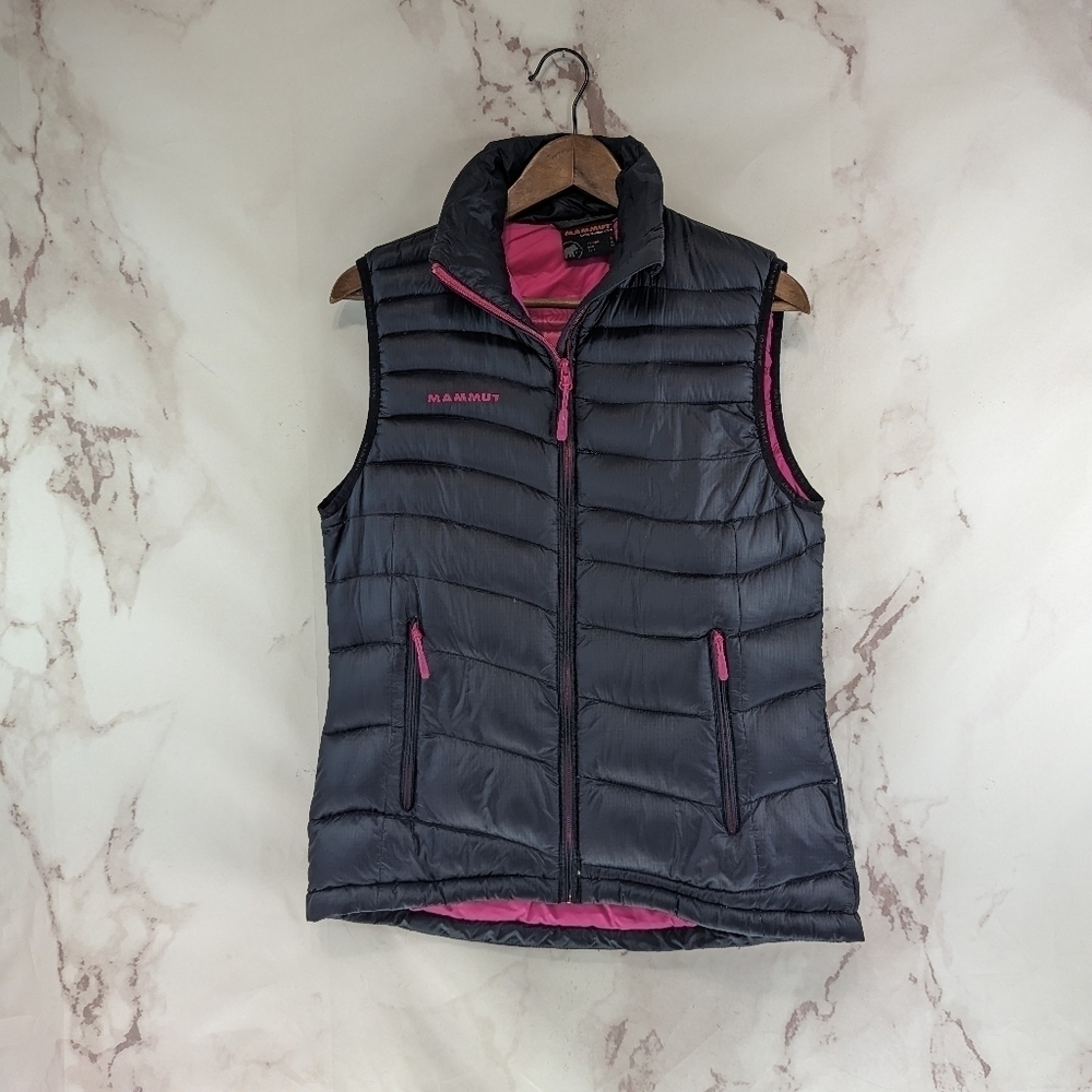 Mammut Down Vest Womens Small Puffer Pink Black 750 Fill Power FP Lightweight